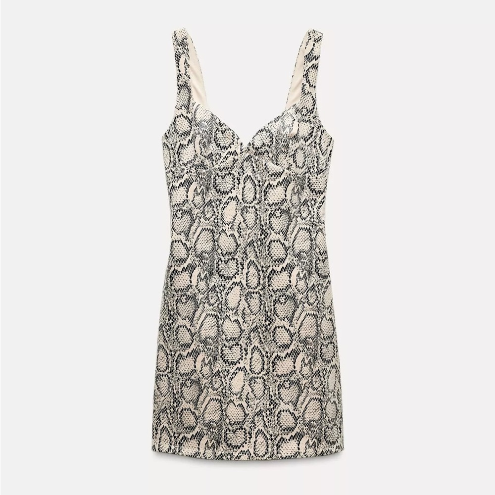Zara Black and White Snake Print Mini Dress